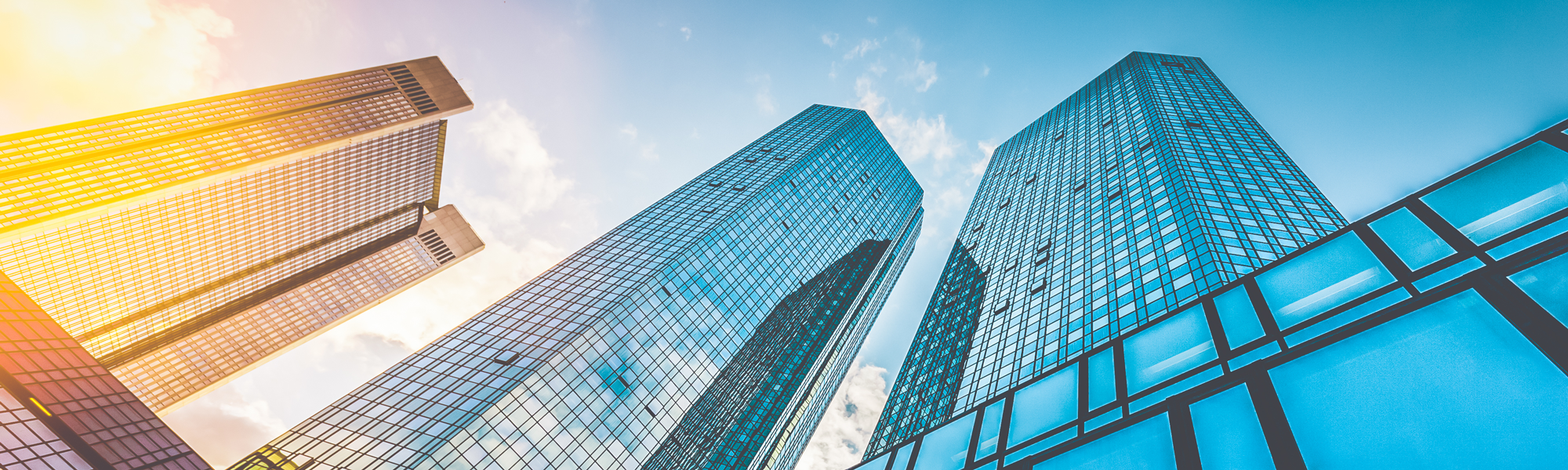 glass skyscraper buildings in city