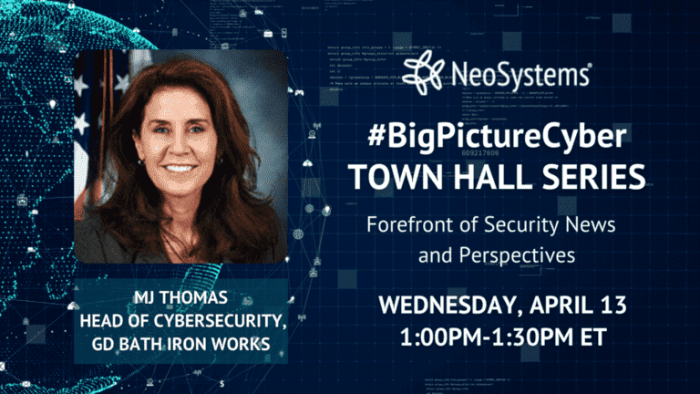 Headshot of MJ Thomas, Head of Cybersecurity, GD Bath Iron Works for the Big Picture Cyber Town Hall series